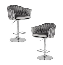 Набор 2 шт Стул барный DOBRIN MARCEL, серый велюр (MJ9-75)