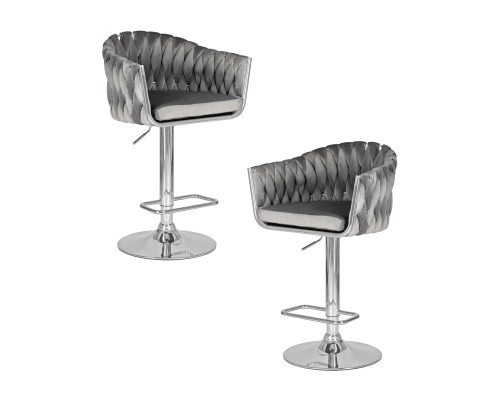 Набор 2 шт Стул барный DOBRIN MARCEL, серый велюр (MJ9-75)