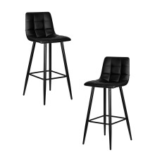 Набор 2 шт Стул барный DOBRIN NICOLE, черные матовые ножки, черная экокожа (P-01)