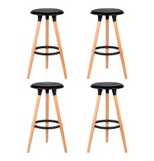 Набор 4 шт Табурет барный DOBRIN ROYCE, ножки светлый бук, цвет чёрный (B-03)
