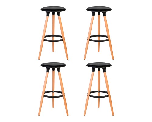 Набор 4 шт Табурет барный DOBRIN ROYCE, ножки светлый бук, цвет чёрный (B-03)