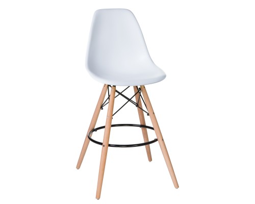 Стул барный DOBRIN DSW BAR, ножки светлый бук, цвет сиденья белый (W-02)