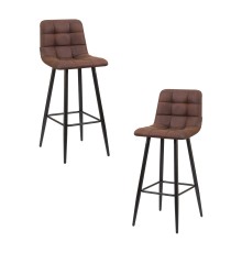 Набор 2 шт Стул барный DOBRIN NICOLE, черные матовые ножки, коричневая микрофибра (PK-03)