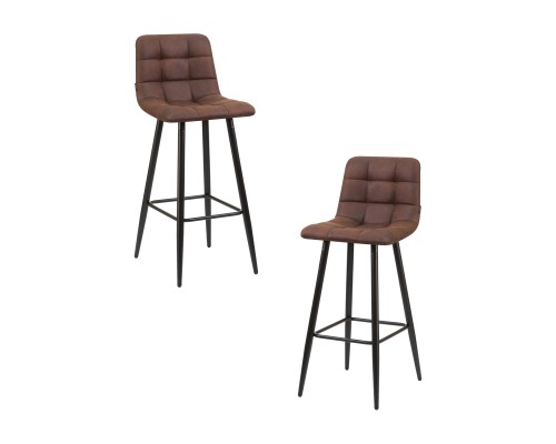 Набор 2 шт Стул барный DOBRIN NICOLE, черные матовые ножки, коричневая микрофибра (PK-03)