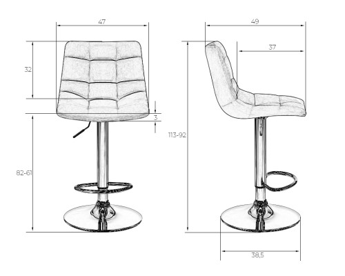 Набор 2 шт Стул барный DOBRIN TAILOR, серый велюр (MJ9-75)