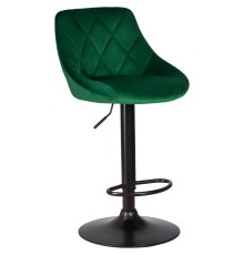 Стул барный DOBRIN LOGAN BLACK, зеленый велюр (MJ9-88)