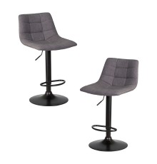 Набор 2 шт Стул барный DOBRIN TAILOR BLACK, серая ткань (188-55)