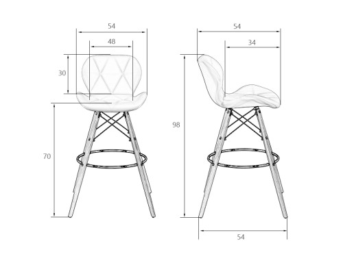 Стул барный DOBRIN BUTTERFLY BAR, ножки светлый бук, цвет кремовый