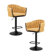 Набор 2 шт Стул барный DOBRIN LEON, жёлтая ткань (LAR 275-8)
