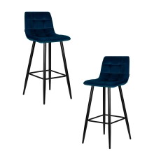 Набор 2 шт Стул барный DOBRIN NICOLE, черные матовые ножки, темно-синий велюр (108-95)