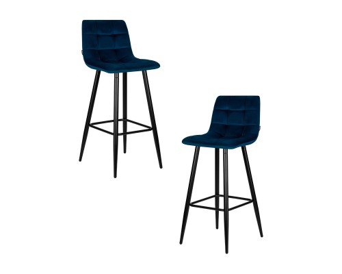 Набор 2 шт Стул барный DOBRIN NICOLE, черные матовые ножки, темно-синий велюр (108-95)