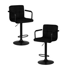 Набор 2 шт Стул барный DOBRIN KRUGER ARM BLACK, черный вельвет (LAR-E2041-52)