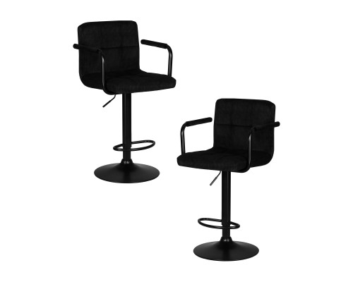 Набор 2 шт Стул барный DOBRIN KRUGER ARM BLACK, черный вельвет (LAR-E2041-52)