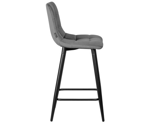 Набор 2 шт Стул полубарный DOBRIN OLIVIA, черные матовые ножки, темно-серый велюр (108-91)