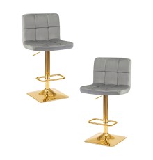 Набор 2 шт Стул барный DOBRIN GOLDIE, серый велюр (MJ9-75)