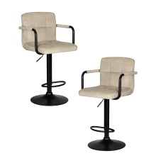 Набор 2 шт Стул барный DOBRIN KRUGER ARM BLACK, бежевый вельвет (LAR-E2041-04)