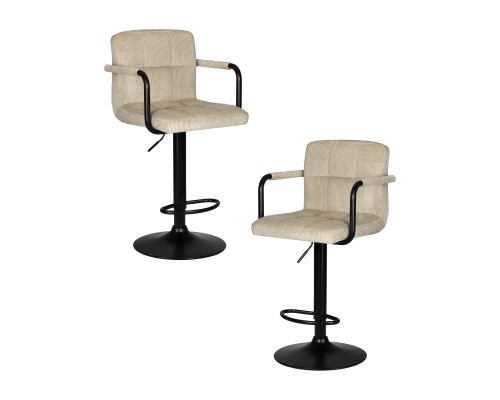 Набор 2 шт Стул барный DOBRIN KRUGER ARM BLACK, бежевый вельвет (LAR-E2041-04)