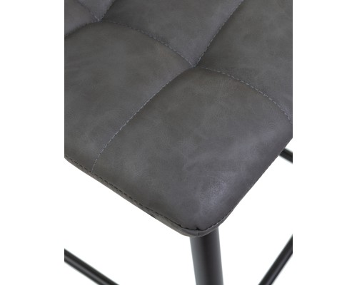 Стул барный DOBRIN NICOLE, черные матовые ножки, серая антрацитовая винтажная экокожа (RU-08)
