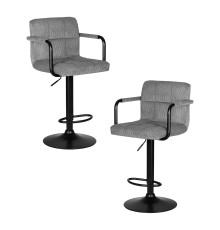 Набор 2 шт Стул барный DOBRIN KRUGER ARM BLACK, серый вельвет (LAR-E2041-25)