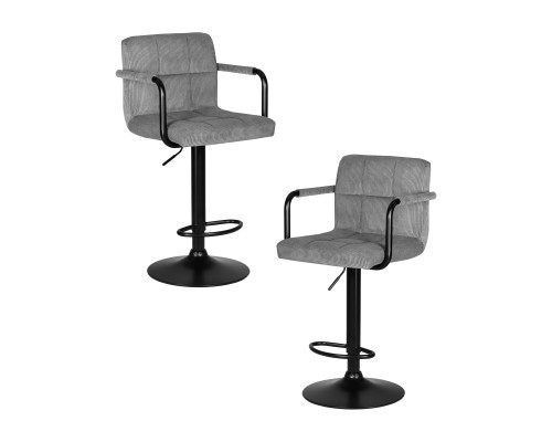 Набор 2 шт Стул барный DOBRIN KRUGER ARM BLACK, серый вельвет (LAR-E2041-25)