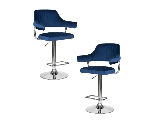 Набор 2 шт Стул барный DOBRIN CHARLY, синий велюр (MJ9-117)
