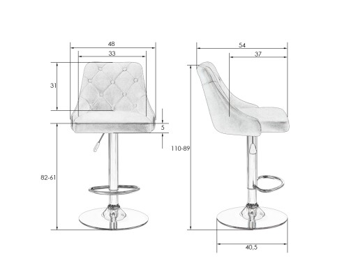 Стул барный DOBRIN JOSEPH BLACK, серый велюр (MJ9-75)