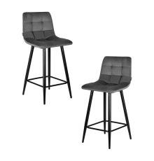 Набор 2 шт Стул полубарный DOBRIN OLIVIA, черные матовые ножки, темно-серый велюр (108-91)