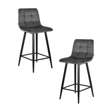 Набор 2 шт Стул полубарный DOBRIN OLIVIA, черные матовые ножки, темно-серый велюр (108-91)