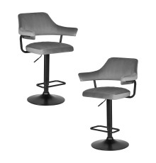 Набор 2 шт Стул барный DOBRIN CHARLY BLACK, серый велюр (MJ9-75)