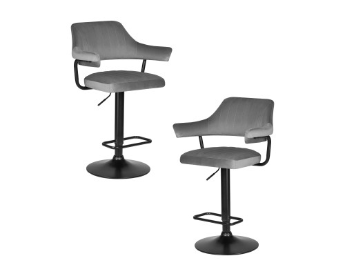 Набор 2 шт Стул барный DOBRIN CHARLY BLACK, серый велюр (MJ9-75)