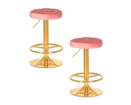 Набор 2 шт Табурет барный DOBRIN BRUNO GOLD, пудрово-розовый велюр (MJ9-32)