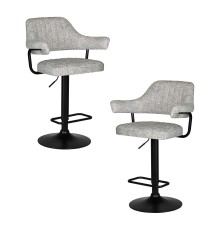 Набор 2 шт Стул барный DOBRIN CHARLY BLACK, светло-серый твид (LEO04)