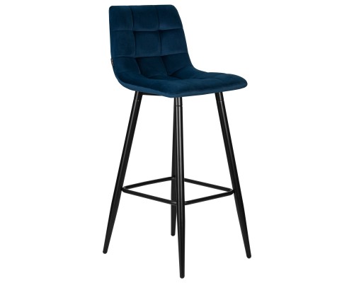 Стул барный DOBRIN NICOLE, черные матовые ножки, темно-синий велюр (108-95)