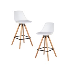 Набор 2 шт Стул полубарный DOBRIN RONNI, ножки светлый бук, белый (ZL-W-02)
