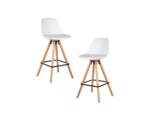 Набор 2 шт Стул полубарный DOBRIN RONNI, ножки светлый бук, белый (ZL-W-02)