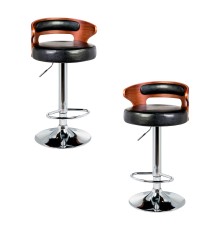 Набор 2 шт Стул барный DOBRIN FRED, коричневое дерево, чёрный