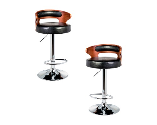 Набор 2 шт Стул барный DOBRIN FRED, коричневое дерево, чёрный