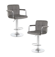 Набор 2 шт Стул барный DOBRIN KRUGER ARM, серый велюр (MJ9-75)