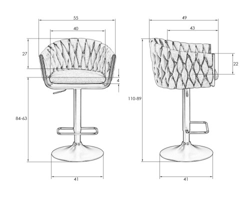 Набор 2 шт Стул барный DOBRIN LEON, серая ткань (LAR 275-17)