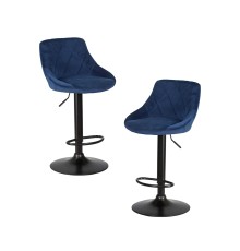 Набор 2 шт Стул барный DOBRIN LOGAN BLACK, синий велюр (MJ9-117)