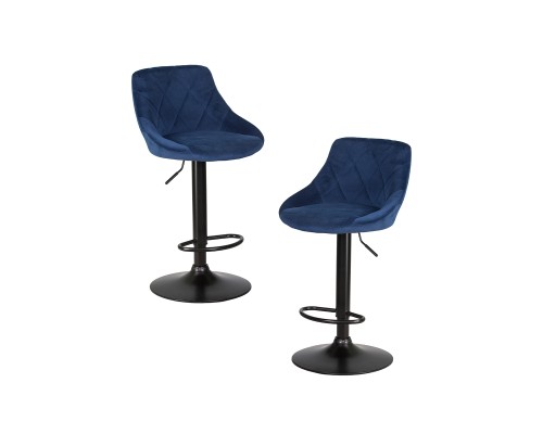 Набор 2 шт Стул барный DOBRIN LOGAN BLACK, синий велюр (MJ9-117)