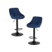Набор 2 шт Стул барный DOBRIN LOGAN BLACK, синий велюр (MJ9-117)