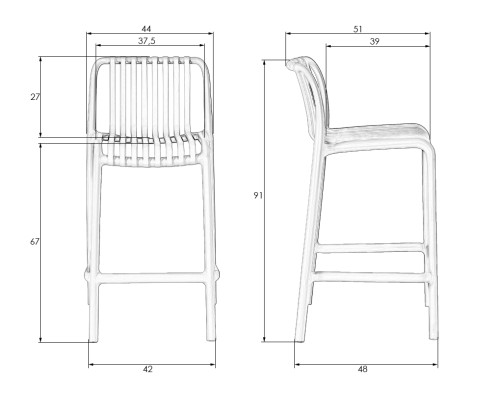 Стул полубарный DOBRIN CHLOE, бежевый (GR-03)