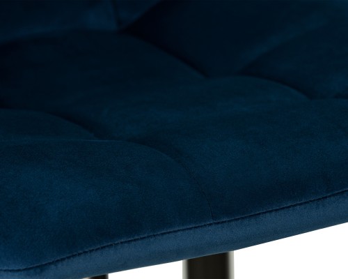 Стул барный DOBRIN NICOLE, черные матовые ножки, темно-синий велюр (108-95)