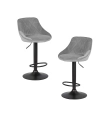 Набор 2 шт Стул барный DOBRIN LOGAN BLACK, серый велюр (MJ9-75)