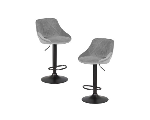 Набор 2 шт Стул барный DOBRIN LOGAN BLACK, серый велюр (MJ9-75)