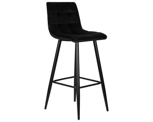 Стул барный DOBRIN NICOLE, черные матовые ножки, черный велюр (108-77)