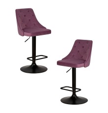 Набор 2 шт Стул барный DOBRIN JOSEPH BLACK, пудрово-сиреневый велюр (MJ9-52)