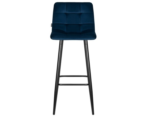 Стул барный DOBRIN NICOLE, черные матовые ножки, темно-синий велюр (108-95)