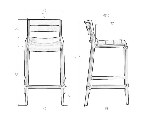Набор 4 шт Стул полубарный DOBRIN NESSA, черный (B-03)